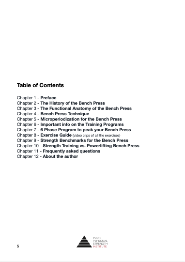 The YPSI Bench Press Manual